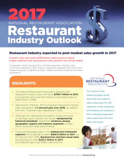 2017 Restaurant Outlook - National Restaurant Association
