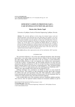 EFFICIENCY LIMITS IN PHOTOVOLTAICS