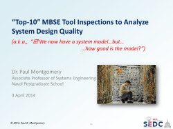 “Top-10” MBSE Tool Inspections to Analyze System Design Quality