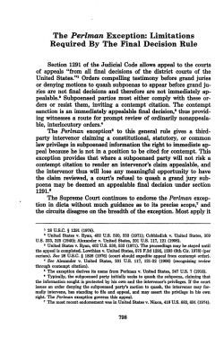 The Perlman Exception: Limitations Required by the Final Decision