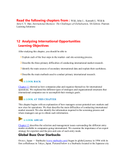Screening Potential Markets and Sites