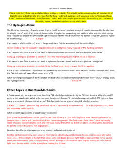 Sample Exam questions midterm 2
