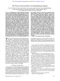 The Platelet Function Defect of Cardiopulmonary
