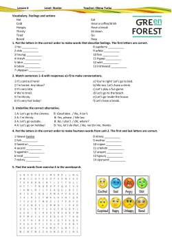Lesson 6 Level: Starter Teacher: Olena Turka Vocabulary. Feelings