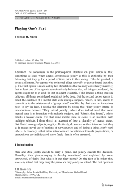 Playing One`s Part | SpringerLink