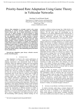 Priority-Based Rate Adaptation Using Game Theory in Vehicular