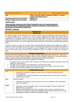 Pan Government Framework – Further Competition