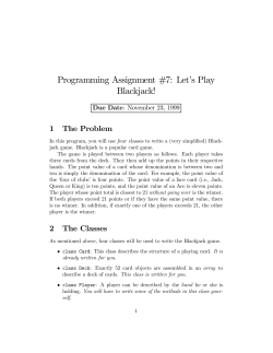 Programming Assignment #7: Let`s Play Blackjack!