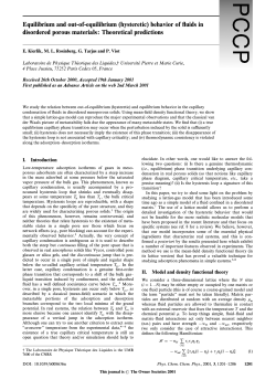 Equilibrium and out-of-equilibrium (hysteretic) behavior of &mdash;uids in