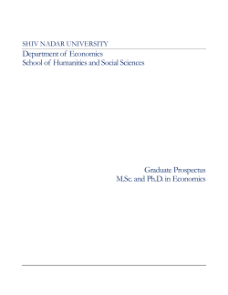Department of Economics School of Humanities and Social
