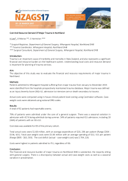 Cost And Resource Demand Of Major Trauma In Northland H Lee