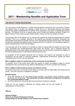 2017 &ndash; Membership Benefits and Application Form