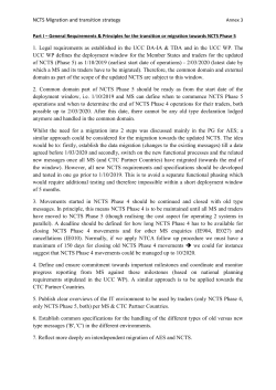 NCTS Migration and transition strategy Annex 3 Part I &ndash; General