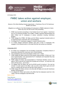 Backgrounder FWBC takes action against employer union and