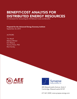 Benefit-Cost Analysis for Distributed Energy Resources