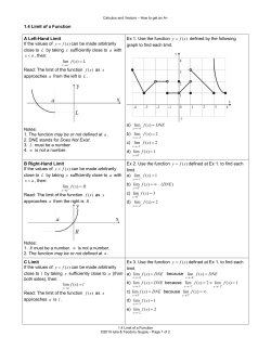 1.4 Limit of a Function A Left-Hand Limit If the values