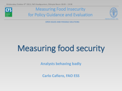 Measuring food security Analysts behaving badly Carlo Cafiero