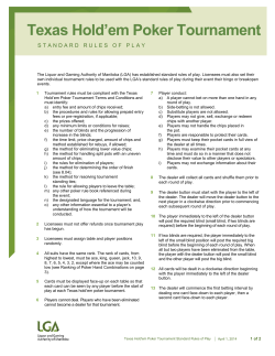 Texas Hold`em Poker Tournament - Liquor and Gaming Authority of