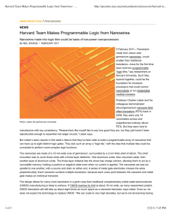 Harvard Team Makes Programmable Logic from Nanowires