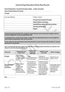 School Drug Education Work Plan Record