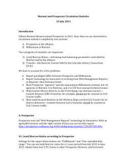 Marmot and Prospector Circulation Statistics 25 July 2013