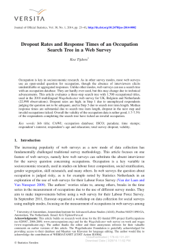 Dropout Rates and Response Times of an Occupation Search Tree