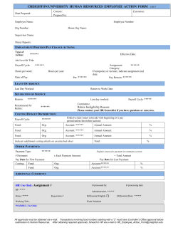 Creighton University Human Resources Employee Action Form