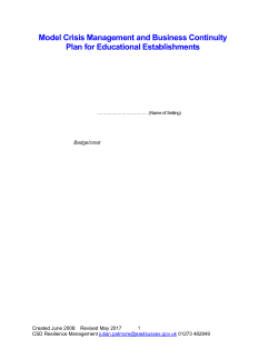 Model Crisis Plan for Childrens Services and Settings - Czone