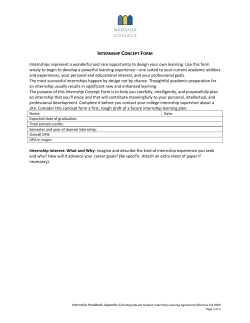 INTERNSHIP CONCEPT FORM Internships represent a wonderful