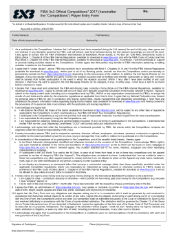 FIBA 3x3 Official Competitions Players Entry Form