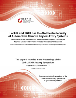(In)Security of Automotive Remote Keyless Entry Systems