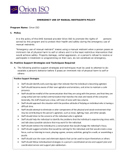 Positive Support Strategies &bull; Staff should identify early warning