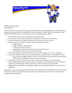 RMFHL Role Description Team Managers The team manager is a