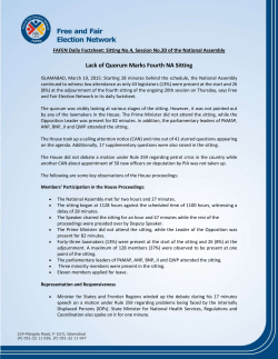 Lack of Quorum Marks Fourth NA Sitting