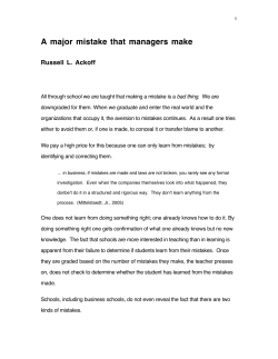 A major mistake that managers make