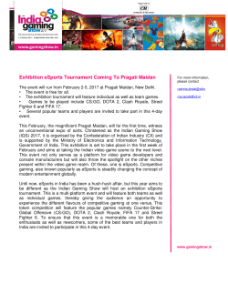 Exhibition eSports Tournament Coming To Pragati Maidan