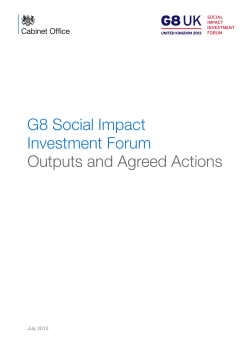 G8 Social Impact Investment Forum | Outputs and Agreed Actions