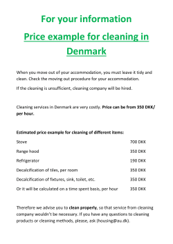 For your information Price example for cleaning in Denmark