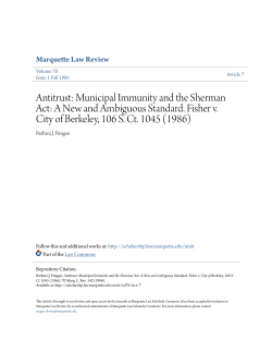 Antitrust: Municipal Immunity and the Sherman Act