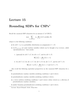 Lecture 15 Rounding SDPs for CSPs