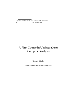 A First Course in Undergraduate Complex Analysis