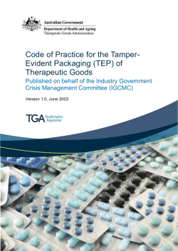 Code of Practice for the Tamper-Evident Packaging