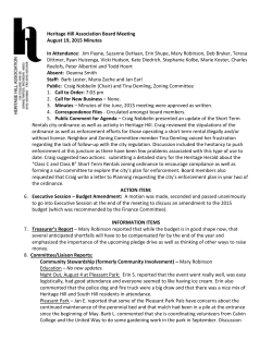 Heritage Hill Association Board Meeting August 19, 2015 Minutes In