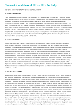 general conditions for the hiring of equipment