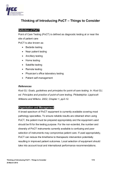 Thinking of Introducing PoCT &ndash; Things to Consider