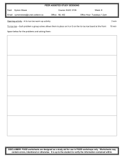 Opening activity - A tic-tac-toe warm up activity 5 min Tic-tac