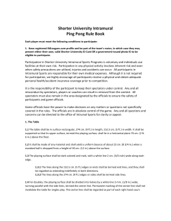 Shorter University Intramural Ping Pong Rule Book