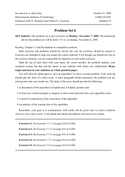 Introduction to Algorithms October 31, 2005 Massachusetts Institute