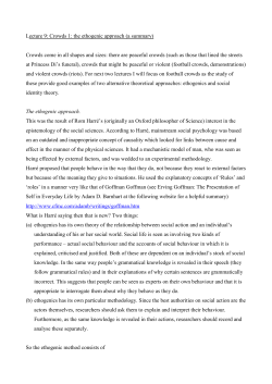 Lecture 9: Crowds 1: the ethogenic approach