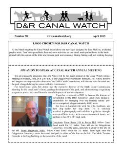 Number 58 www.canalwatch.org April 2015 LOGO CHOSEN FOR